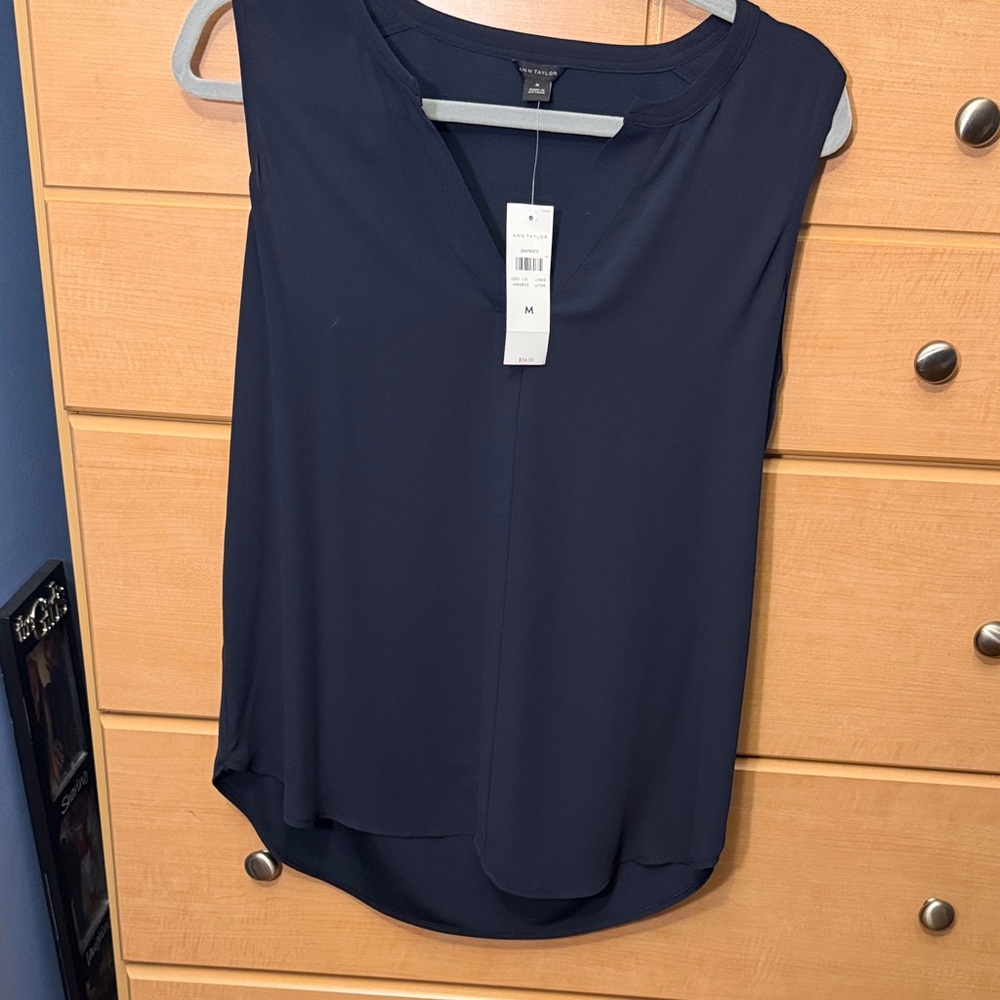 Ann Taylor Navy V-Neck Sleeveless Camisole